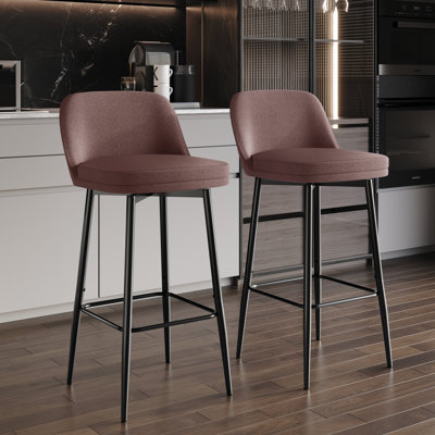 Chaise de bureau pivotante en métal noir en chenille rose