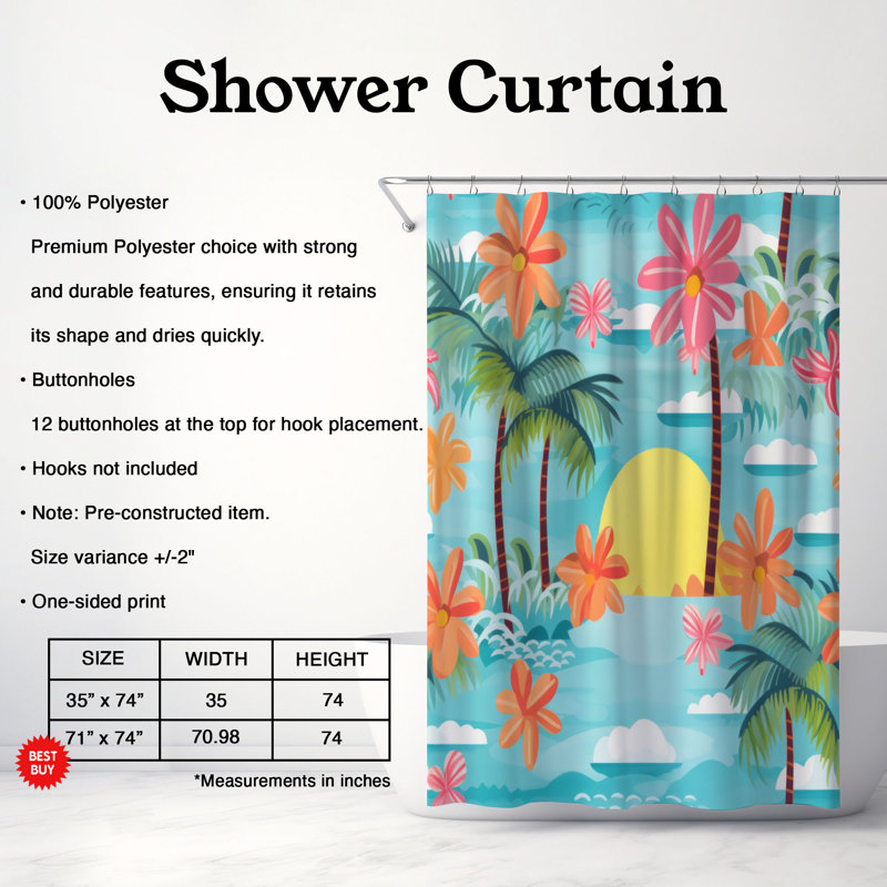 Rideau de douche Haven - Premium, H 74 po x l 71 po