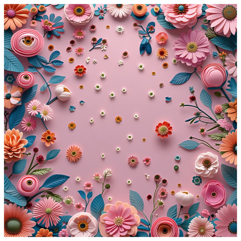 Tapisserie murale en papier - Fleurs, 50 po H x 60 po L avec 4 œillets