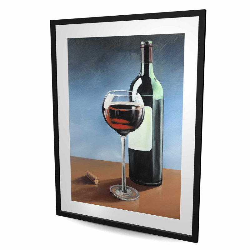 Bouteille de bourgogne avec verre à vin - décor gastronomique, H 48 po x l 36 po, Black
