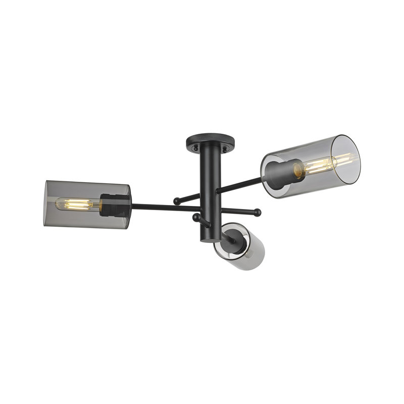 Plafonnier encastré 3 lumières Crown Point, H 10,13 po x l 29,38 po x P 29,38 po, Plaqué couleur fumée, Noir mat