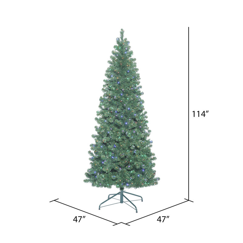 Oregon Green Fir Artificial Christmas Tree with Stand, 9.5' H, Multi-colored LED