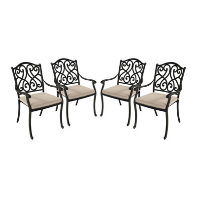 Gwyneth Cast Aluminum Stacking Patio Dining Armchair with Cushion by Canora Grey