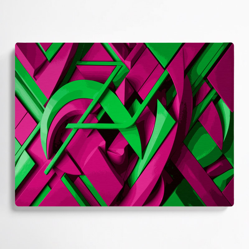 «Geometric Abstraction 43», art mural en métal rose, H 20 po x l 24 po