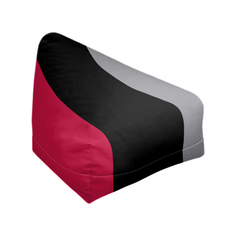 Toronto Bean Bag Chair & Lounger, 27" x 27" x 30", Red/Black/Silver