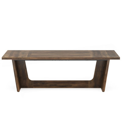 71" Executive Desk for Home Office – Industrial Rustic Wood Computer Table with Solid Wooden Pedestal, Large Writing Workstation for Study or Business – Scratch-Resistant Finish – Rustic Brown