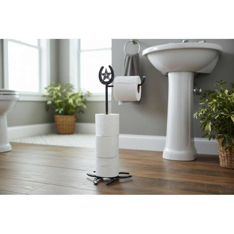 Western Metal Horseshoe Toilet Paper Holder Stand