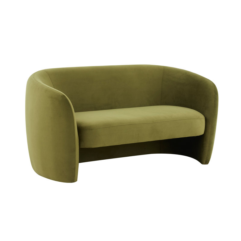 Causeuse à accoudoirs arrondis 60,6 po Roland, Velours vert olive