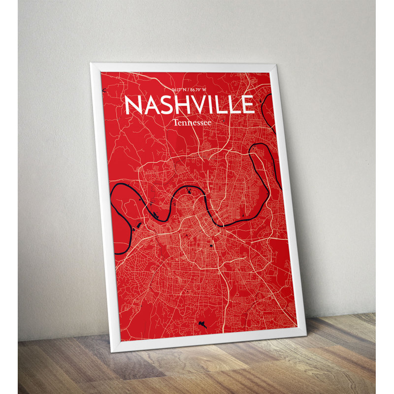 Nashville City Map - No Frame Print, 43.2cm H x 27.9cm W x 0.13cm D