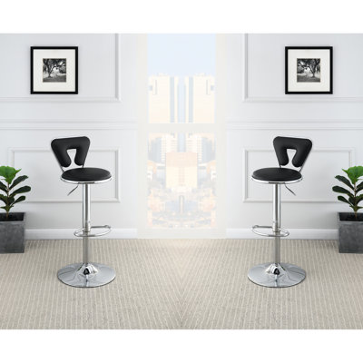 Tabourets de bar réglables modernes (2 unités) - Siège en similicuir noir, base en métal (de 2) avec