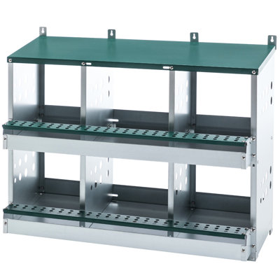 Galvanized Steel Nesting Box With 6 Compartments For Chicken Egg Laying, Well - Designed Poultry Being And Protection, Comfortable Interior, Easy Setup, 29 Lbs Laying Constructed Of Steel, Sloped
