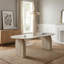 Table de salle à manger moderne extensible en bois ovale avec base à deux piliers, conception peu encombrante pour une utilisation polyvalente dans le salon ou la salle à manger
