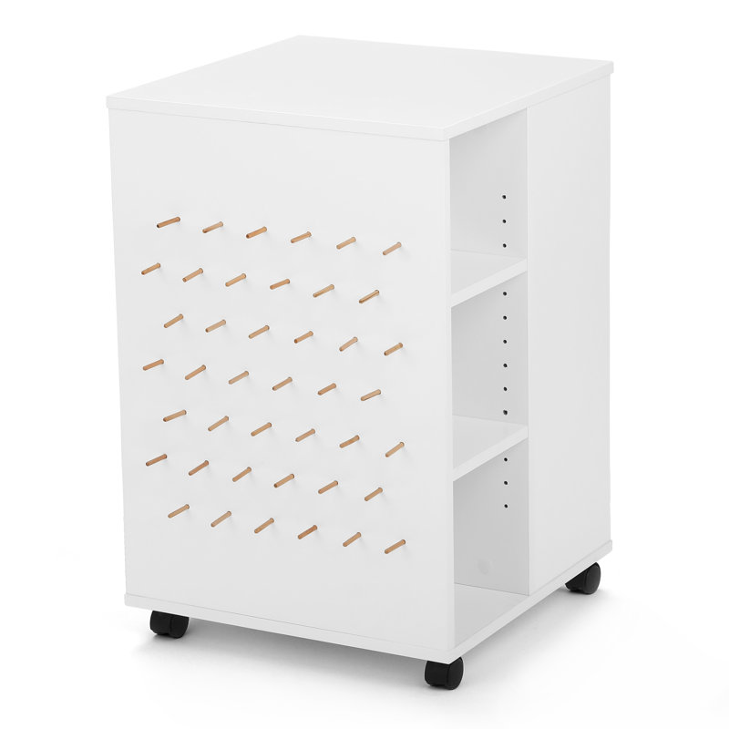 White 4-Sided Craft Storage Cube with Casters