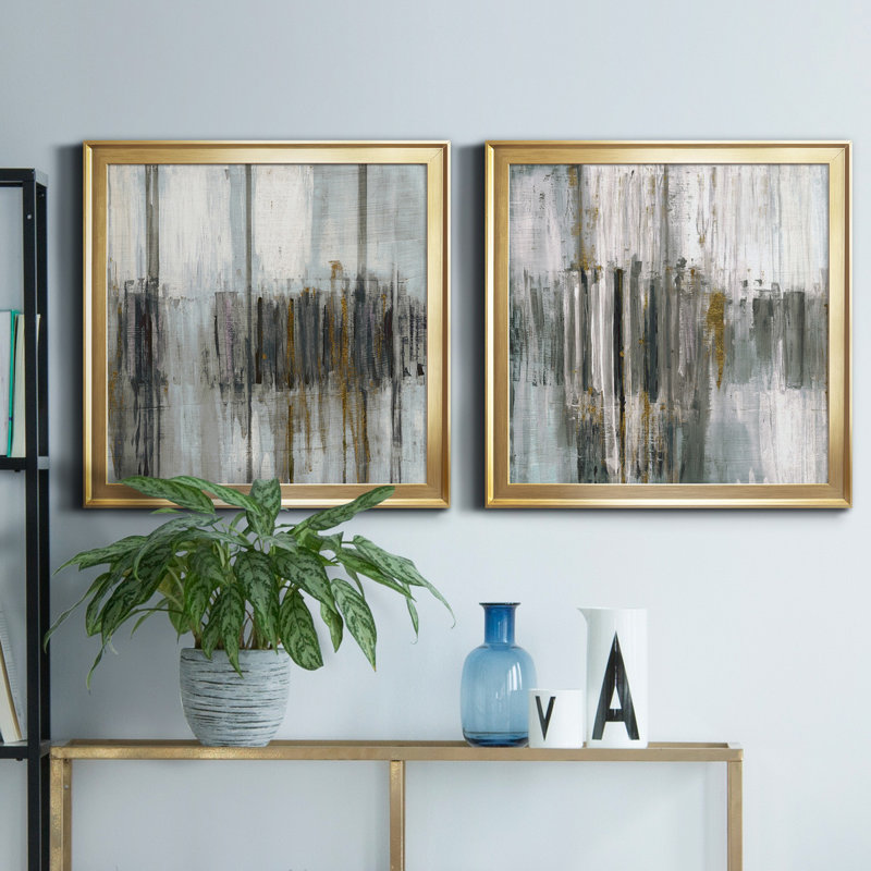 «Saturnia Spring I», ensemble de 2 peintures sur toile encadrées, Or, H 26,5 po x l 53 po x P 1,5 po