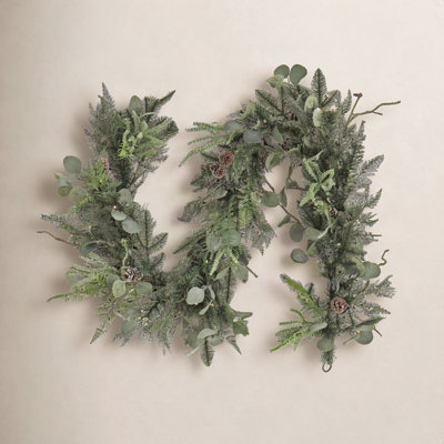 Winter Garden Eucalyptus Mixed Tip Garland, Battery Operated with Timer