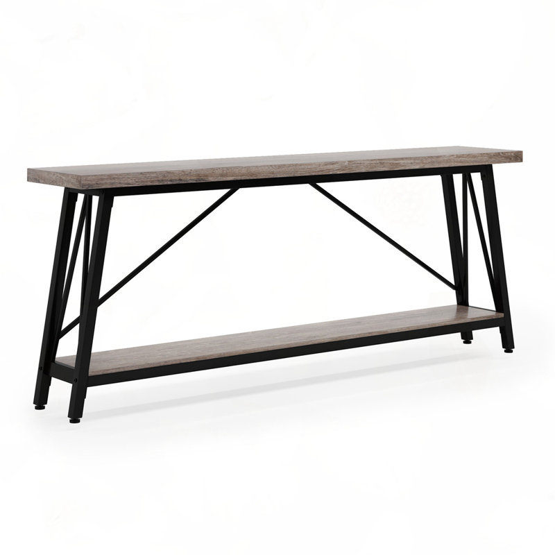 70.9" Industrial Sofa Table, Gray