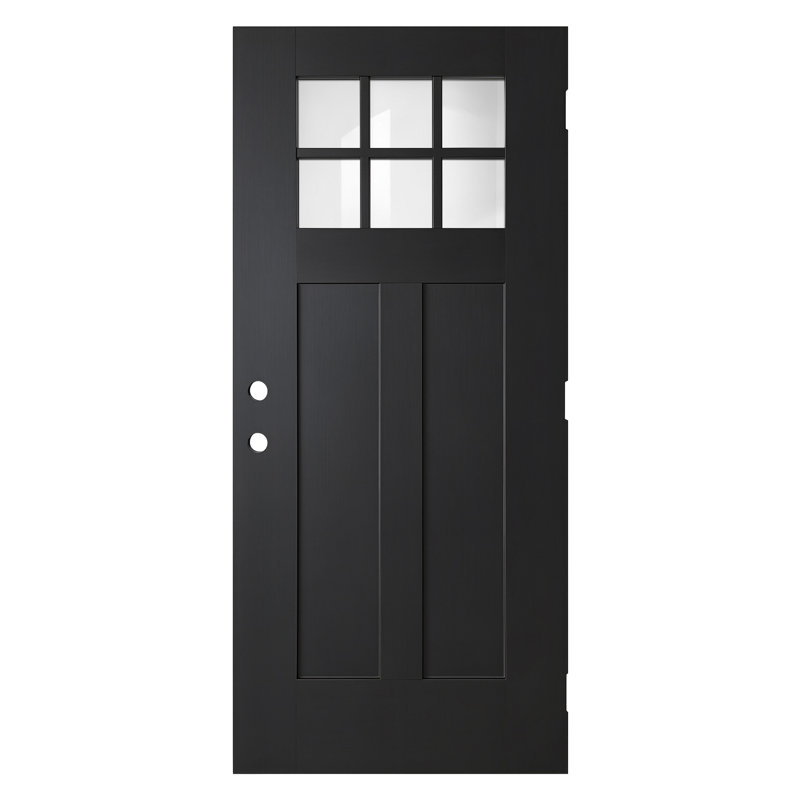 Modern Exterior Doors, 36 x 80 Black FRP 6 Lite Craftsman Front Entry Slab