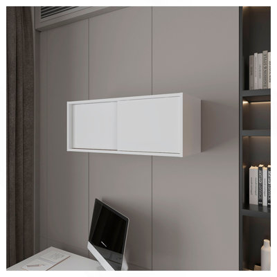 Anegam Floating Cabinet with Sliding Door, White