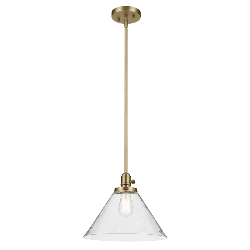 11.75" 1-Light Cone Pendant, Natural Brass