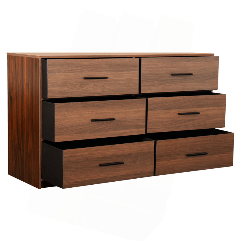 Dresser With Large Fabric Drawers, Walnut