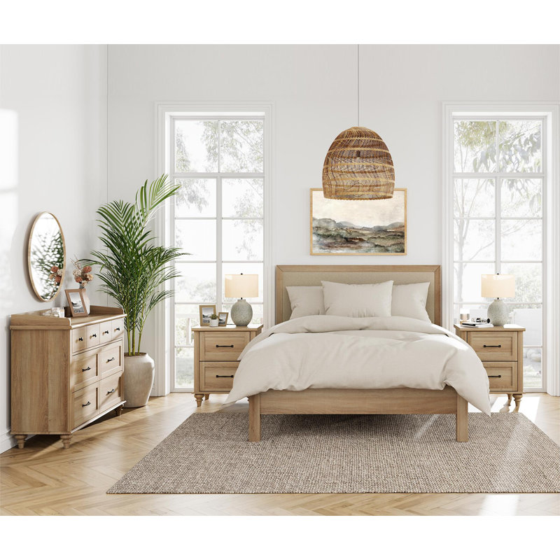 Ensemble de chambre à coucher 3 pièces Locklin, Chêne