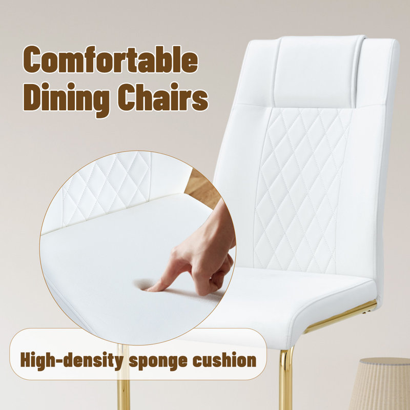 Chaises de salle à manger modernes, 4, Doré, Blanc
