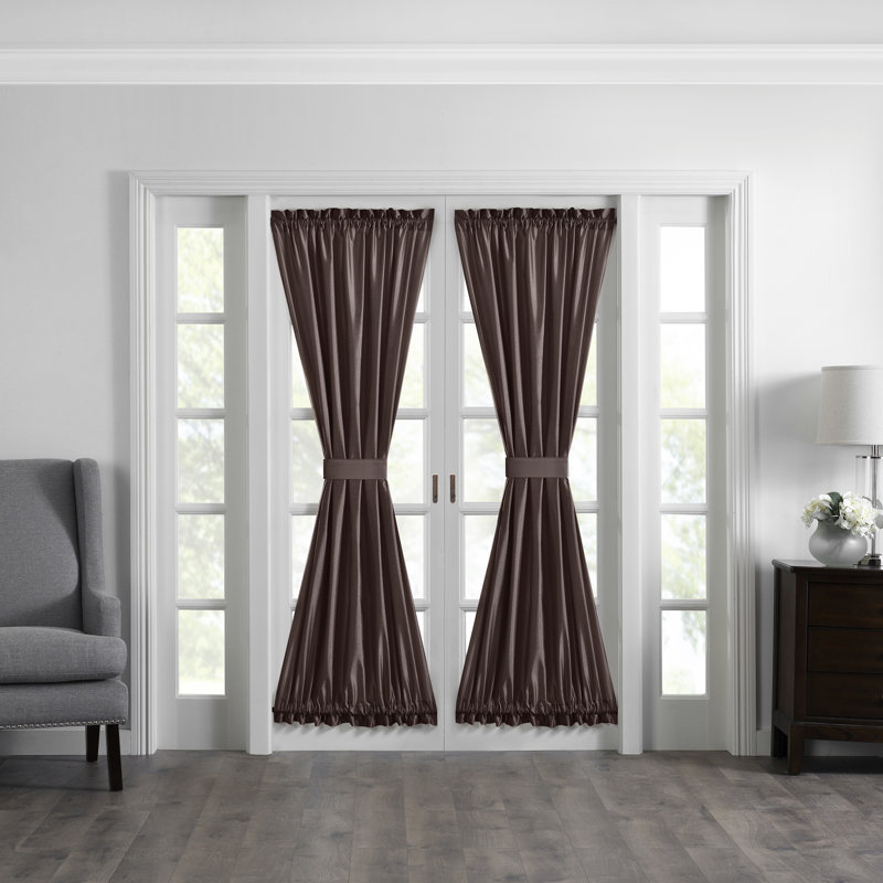 Mullan Polyester Light Filtering French Door Curtain Panel, Chocolate