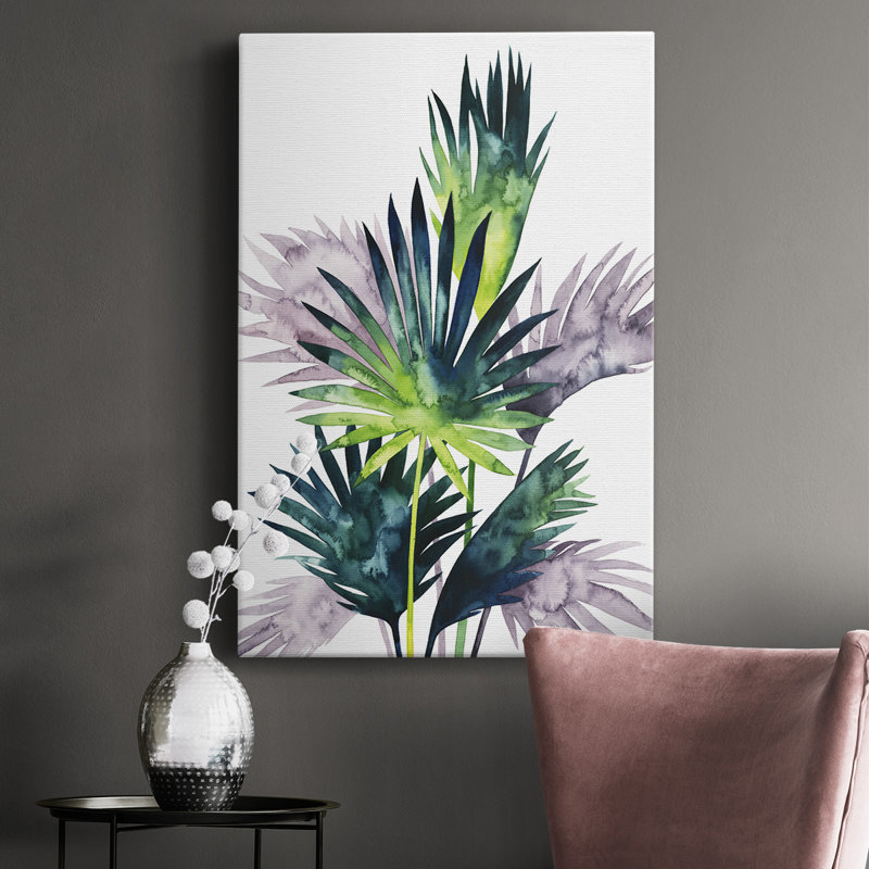 Twilight Palms III - peinture sur toile tendue, H 60 po x l 40 po x P 1 po