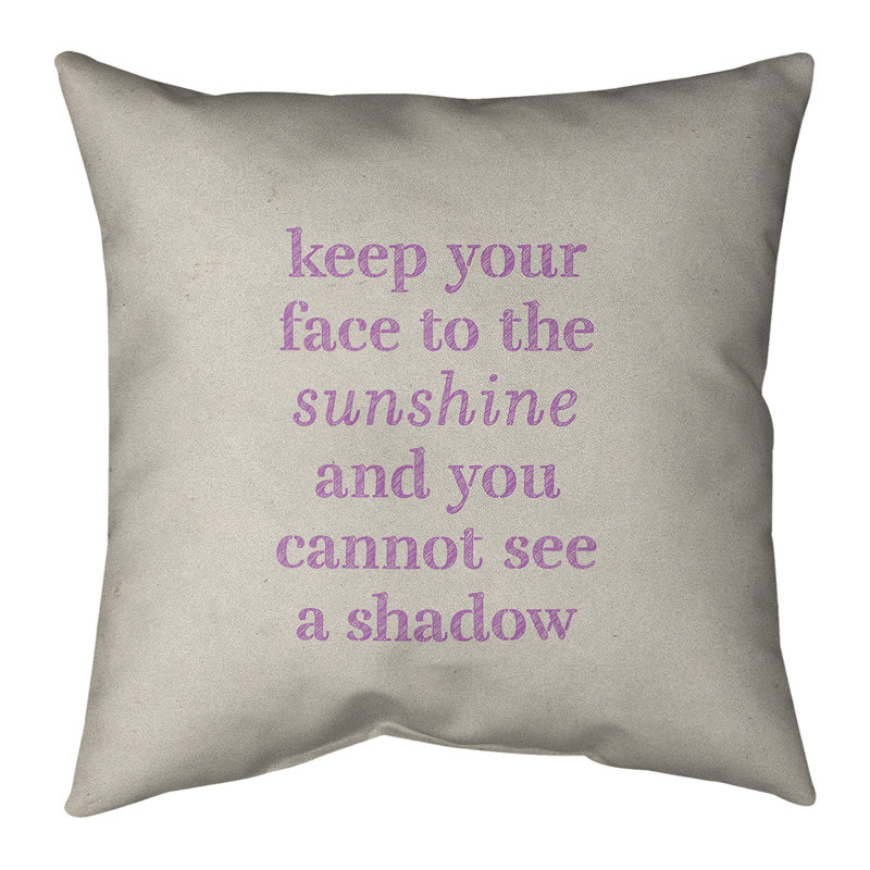 Coussin décoratif inspirant de la citation inspirée de la main, 20 po x 20 po, Beige / violet