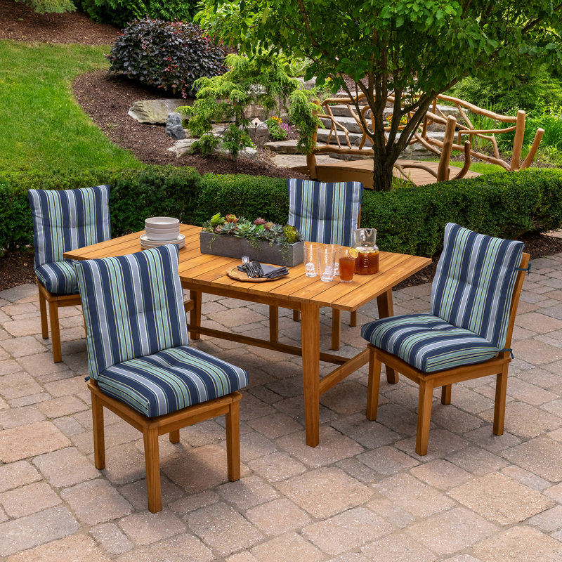 Sapphire Aurora Blue Stripe Tufted Polyfill Dining Chair Cushion Set