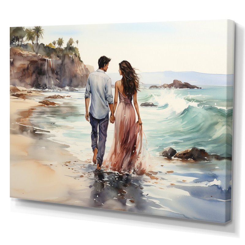 «Beach Photo Loves III» - art mural plage côtière, 12" H x 20" W, Toile tendue