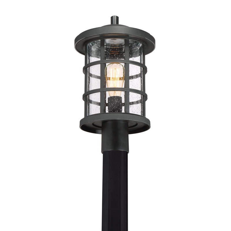 Autry Stained Glass Lantern Head Post Lantern, Earth Black