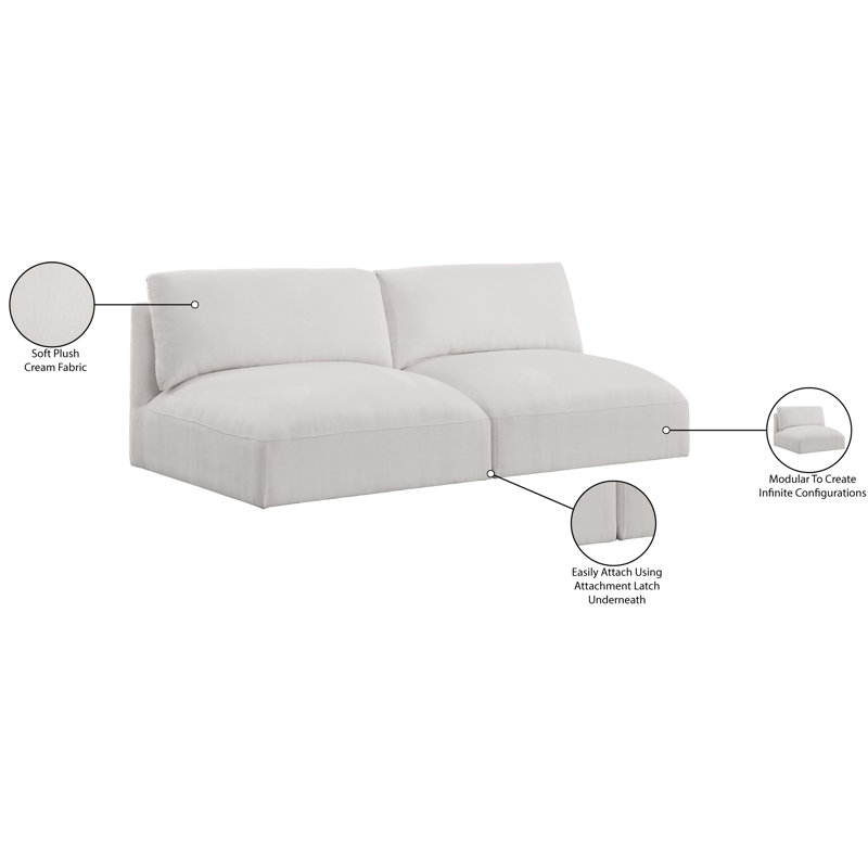 Kironde 76'' Upholstered Loveseat, Cream Polyester Fabric