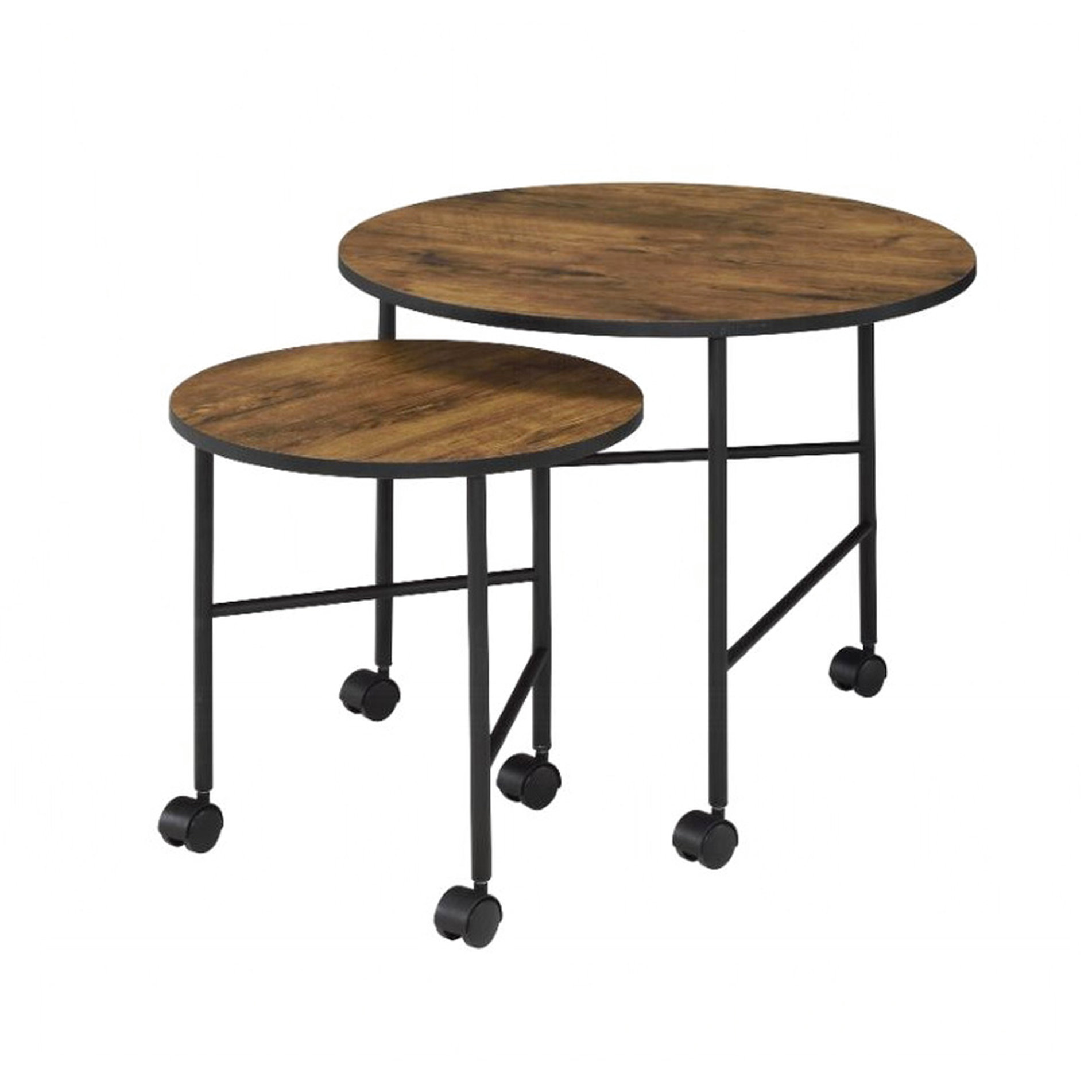 Latitude Run® 2Pc Pk Vintage Oak Round Nesting Table With Caster ...