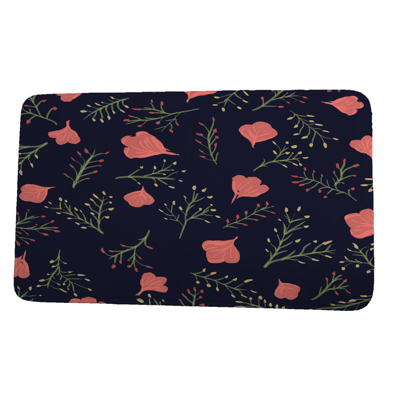 Lower West Side Non-Slip Bath Mat, 24" W x 17" L, Navy Blue