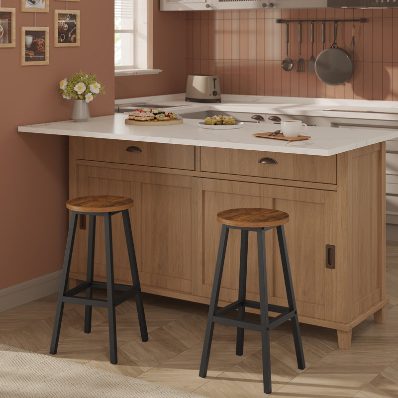 Talayia Counter Stool with Metal Frame, Vintage Brown/Black