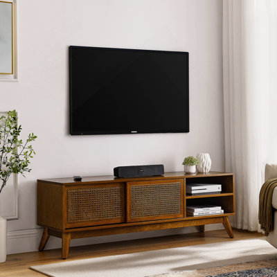 Meuble télé 59 po Mid-Century Rattan Modern
