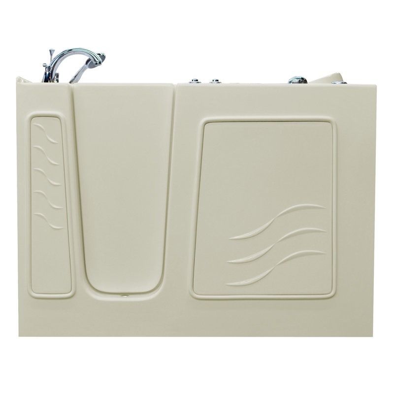 Santa Fe 52.75'' x 26.4'' Air Fiberglass Bathtub with Faucet, Left, Biscuit