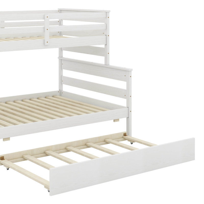 Twin Over Full Bunk Bed With Trundle, White