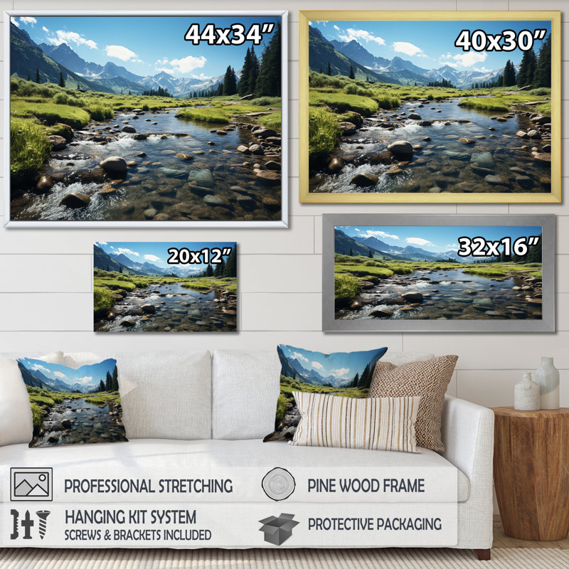 «USA Rocky Mountain National Park River I», reproduction d'art sur toile encadrée, Cadre flottant noir
