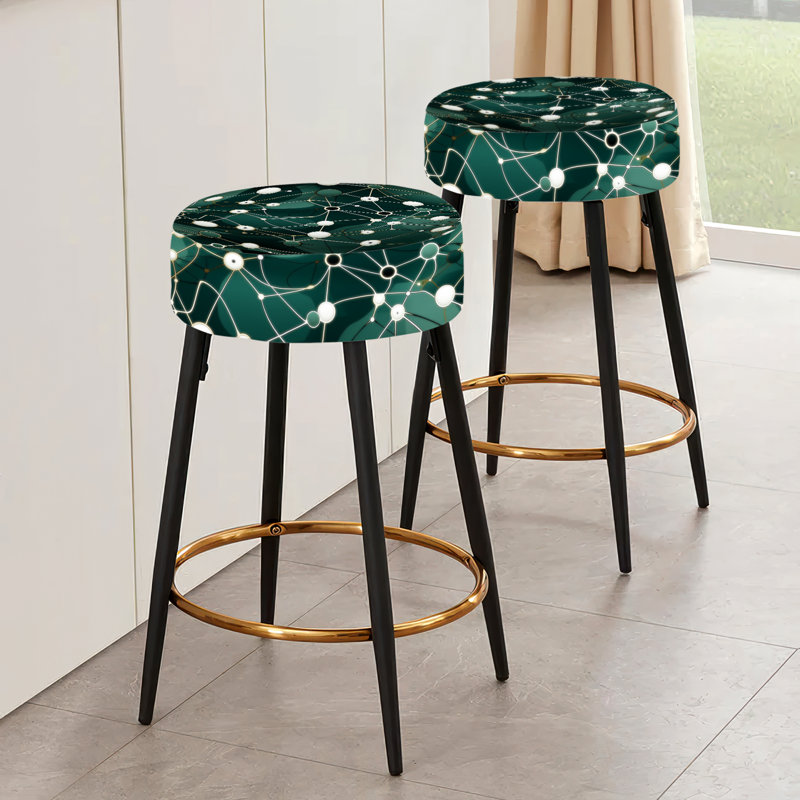 Green Poupart Techno Tangles - Ensemble de 2 tabourets de bar en marbre