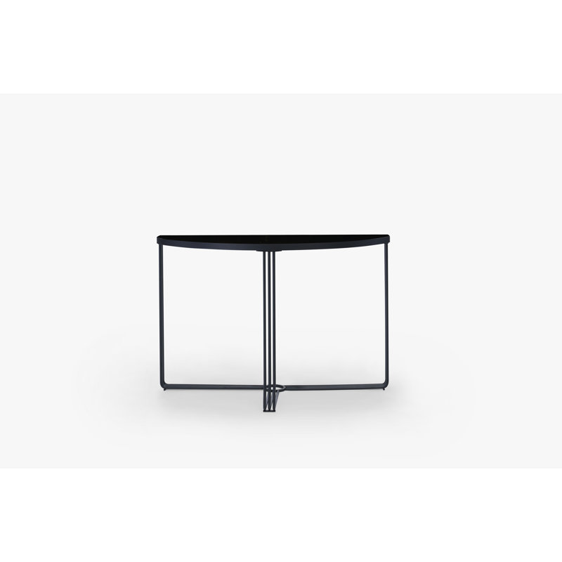 Ariss 109cm Glass Top Console Table, Black , Black 