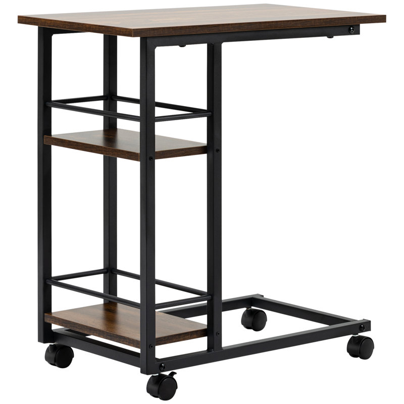 Table de bout à roulettes avec rangement Treylen, Brun rustique