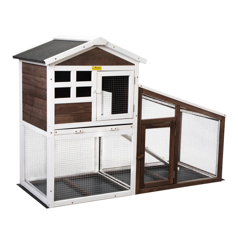 Cage à lapin Delaris, Blanc / brun