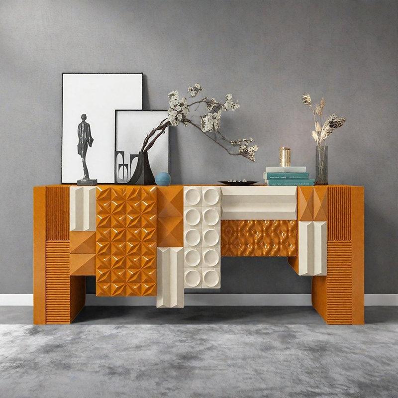 Console Modern Minimalist Art Design, H 31,5 po x l 70,87 po x P 15,75 po, Orange