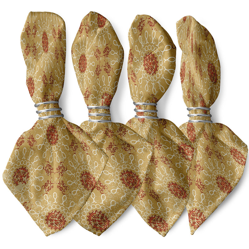 Polyester Floral Square Napkin, Yellow