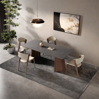Sintered stone oak unique dining table set