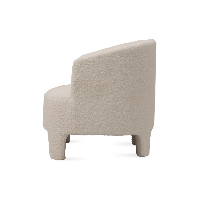 Fauteuil Camilla en tissu blanc Boucle