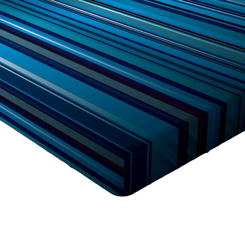 Drap-housse orange Ambesonne, Drap-housse pour lit simple TG, Bleu marine / bleu sarcelle rayé