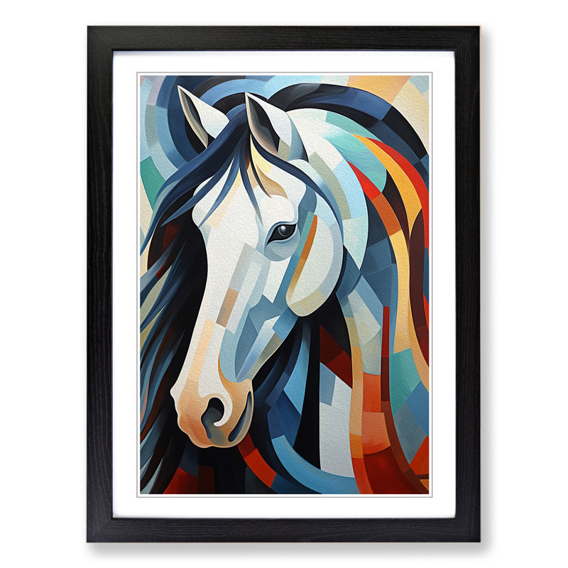 Shire Horse - Single Picture Frame Print on Wood, Black Framed, 46cm H x 34cm W
